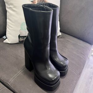 EGO Platform Chunky Calf High Heel Boots Booties Size 6 - 36